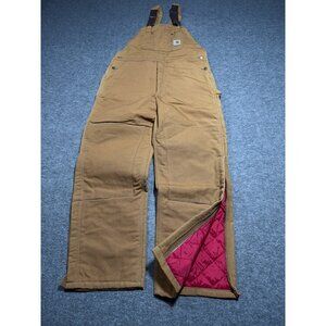 Vtg Carhartt Duck Zip to Knee Bib Overalls Quilt Lined R02-BRN 40x32 NEW NOS